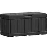 Greesum 82 Gallon Resin Deck Box Large Outdoor Storage for Patio Furniture, Garden Tools, Pool Supplies, Weatherproof and UV Resistant, Lockable, Black