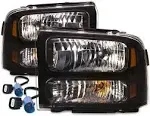 Headlights Depot 1999-2004 Ford SuperDuty/Excursion Harley-Style Black Conversion Headlights