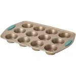 Rachael Ray Cucina Nonstick 12-Cup Muffin Tin With Grips / Nonstick 12-Cup Cupcake Tin With Grips - 12 Cup, Brown