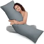 DOWNCOOL Large Body Pillow Insert- Breathable Full Body Pillow for Side Sleeper - Soft Long Bed Pillow for Adults - 20 x 54 inch (Grey)