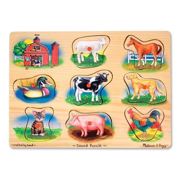 Melissa & Doug® 8pc. Farm Sound Wooden Peg Puzzle