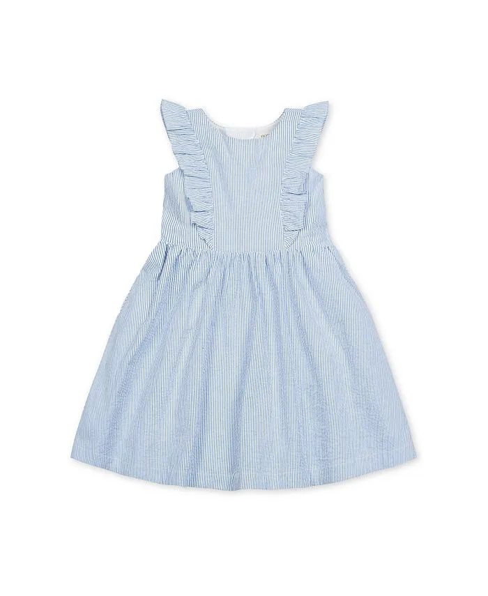 Girls' Seersucker Flutter Sleeve Open Back Dress, Toddler