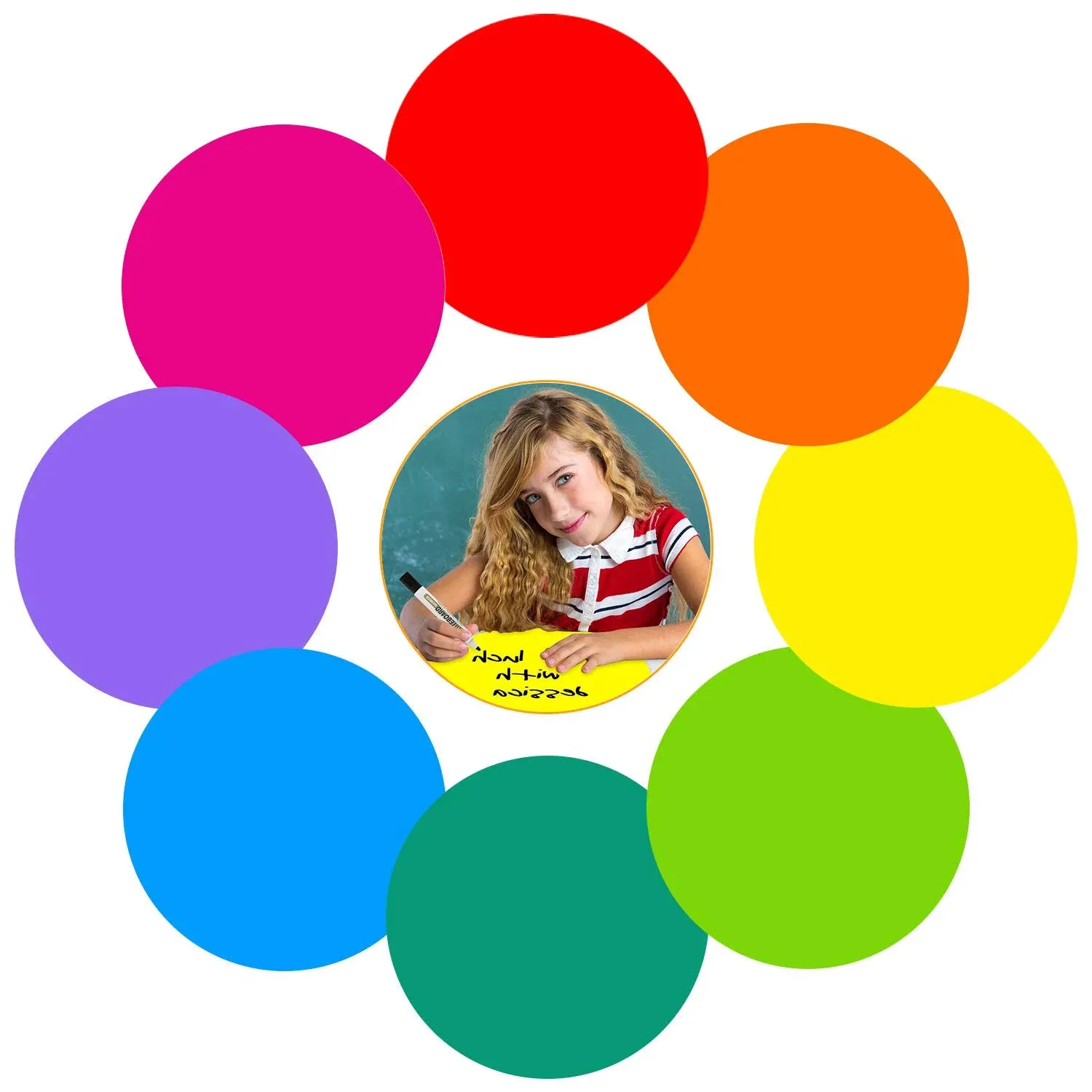 Kalkehay Colorful Dry Erase Dots Circles Whiteboard Marker Removable Stickers Spots Wall Decals for School Classroom Teachers Students Table & Desk, 8