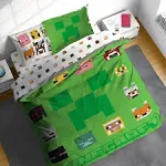 Sunny Side Up Minecraft Creeper 5 Piece Twin Size Bed Set with Sham