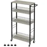 Slim Storage Cart 4 Tier Slim Rolling Cart on Wheels Mobile Narrow Kitchen Cart 