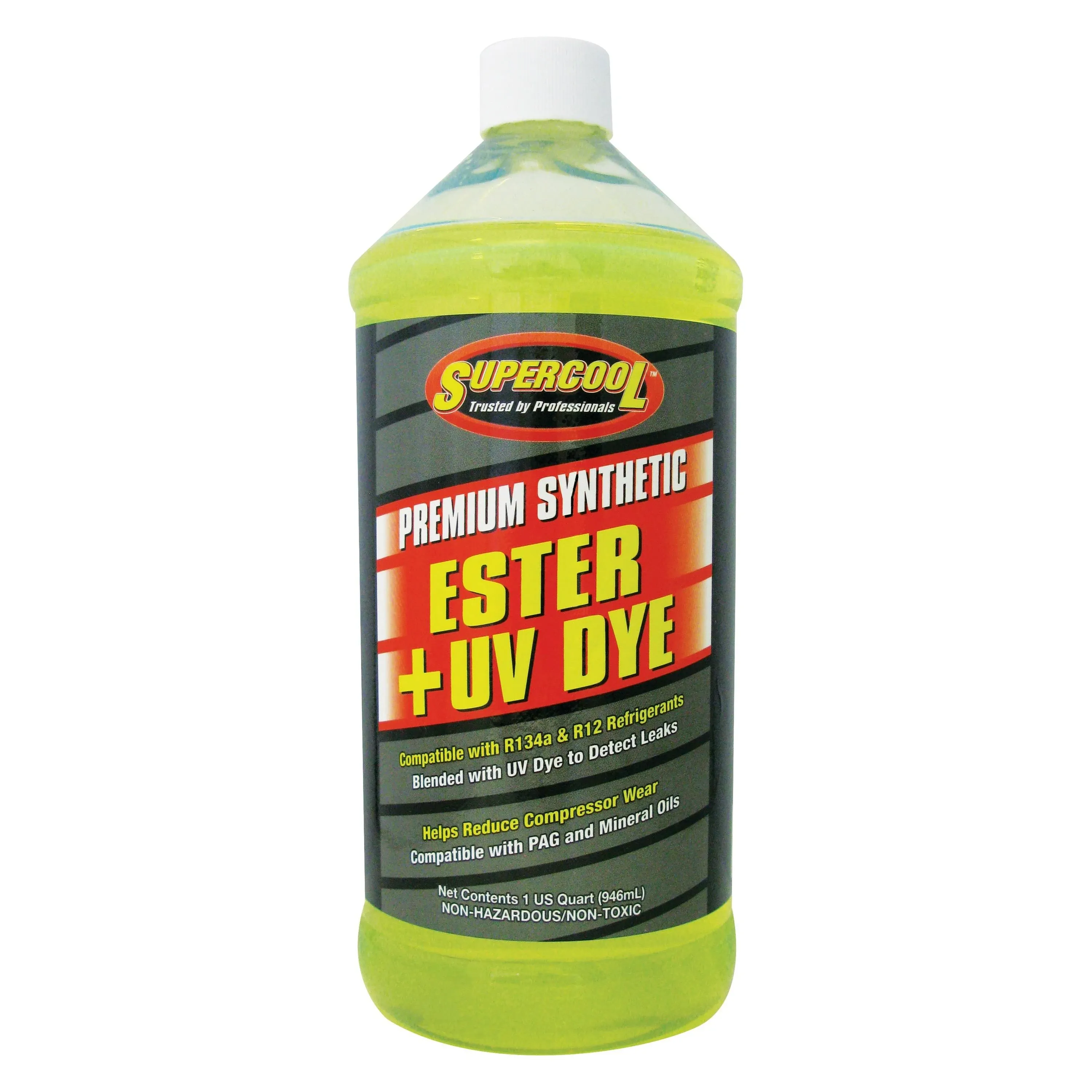 Supercool® E32 - Super Premium™ Ester R12 &amp; R134a Refrigerant Oil with Fluorescent Leak Detection Dye, 1 Quart