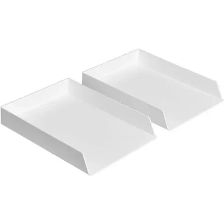 Amazon Basics Plastic Organizer - Letter Tray, White, 2-Pack