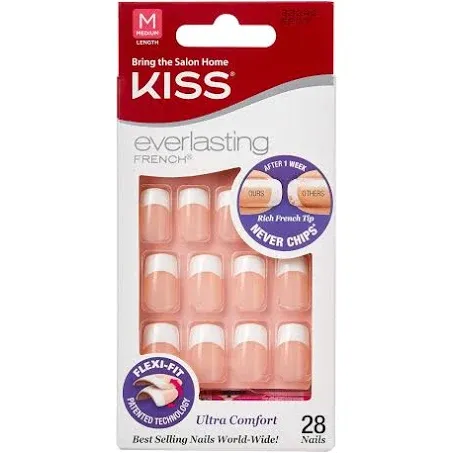 Kiss Everlasting French Nail Kit Medium Perpetual 28 Nails (6 Pack)