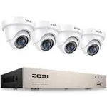 ZOSI 8CH 1080p H.265+ Home Security Camera System,5MP Lite 8 Channel CCTV DVR and 4pcs 1080p 1920TVL 2MP Outdoor Indoor Surveill