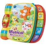 VTech Libro de rimas musicales para bebé, libro de rimas para guardería con 2 modos de juego, juguete sensorial para bebés con música, luces y sonido, libro para bebés para habilidades lingüísticas y