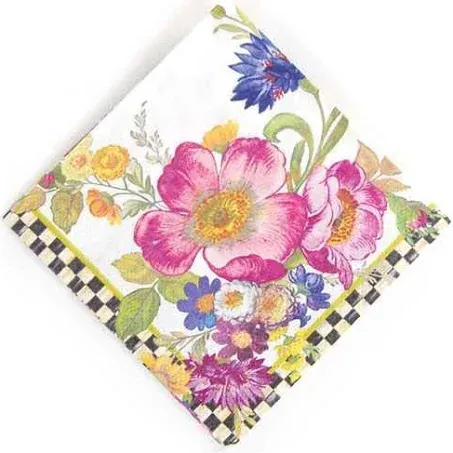 MacKenzie-Childs Flower Market Paper Napkins - Cocktail - White