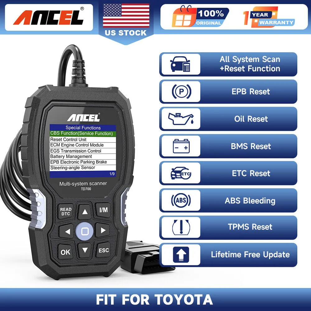 ANCEL TD700 OBD2 Scanner Full System Diagnostic Fit For Toyota Car Code Reader