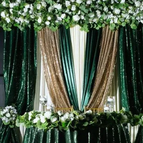 Velvet 8ft H x 52" W Drape/Backdrop Curtain Panel - Emerald Green