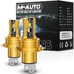 M-AUTO 2Pcs 12V/24V H4 6500K White LED Headlight Bulb Kit High/Low Beam Fog Lamp DRL Replacement