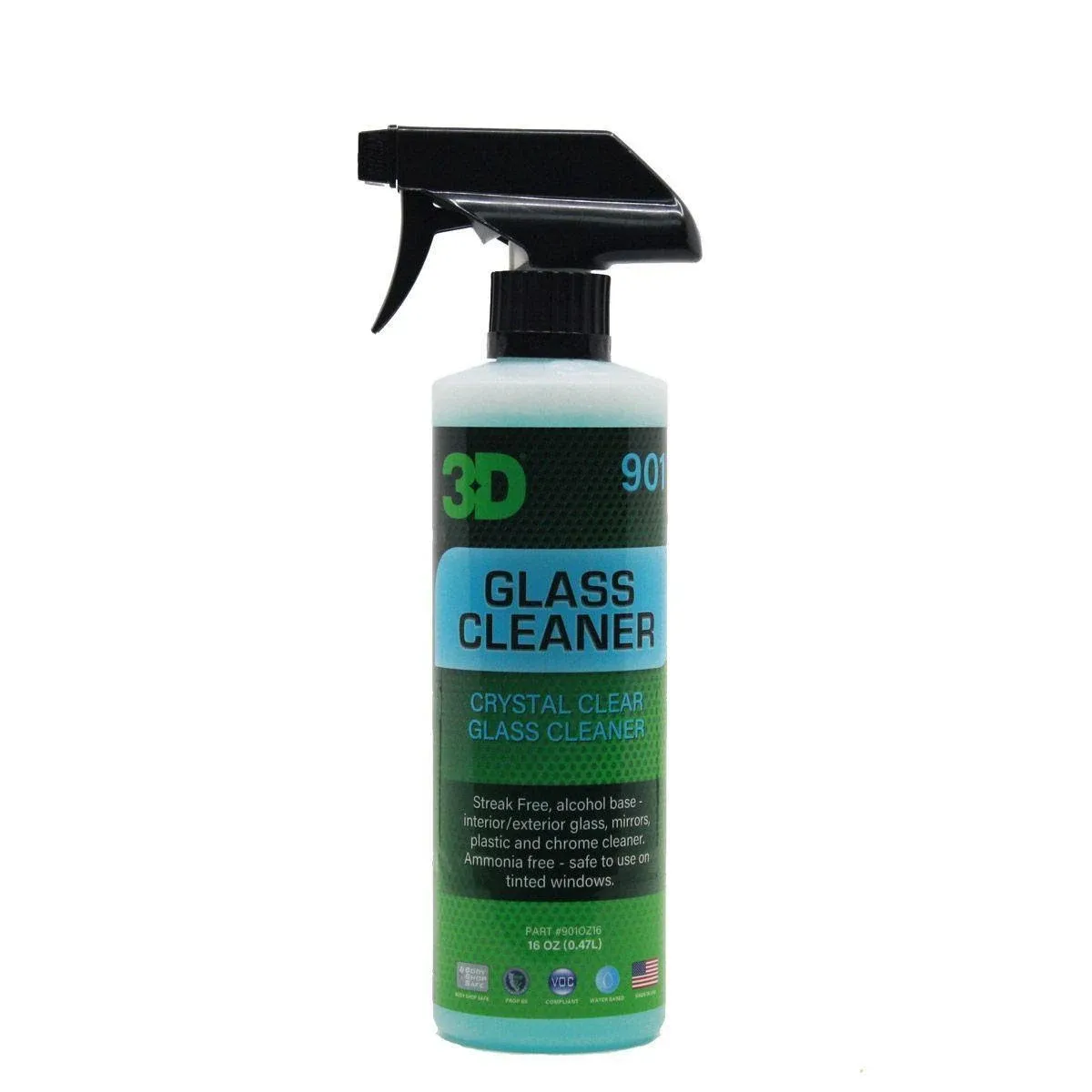 3D Glass Cleaner - Ready to Use, Tint Safe, Streak Free Glass Cleaner - 16oz.