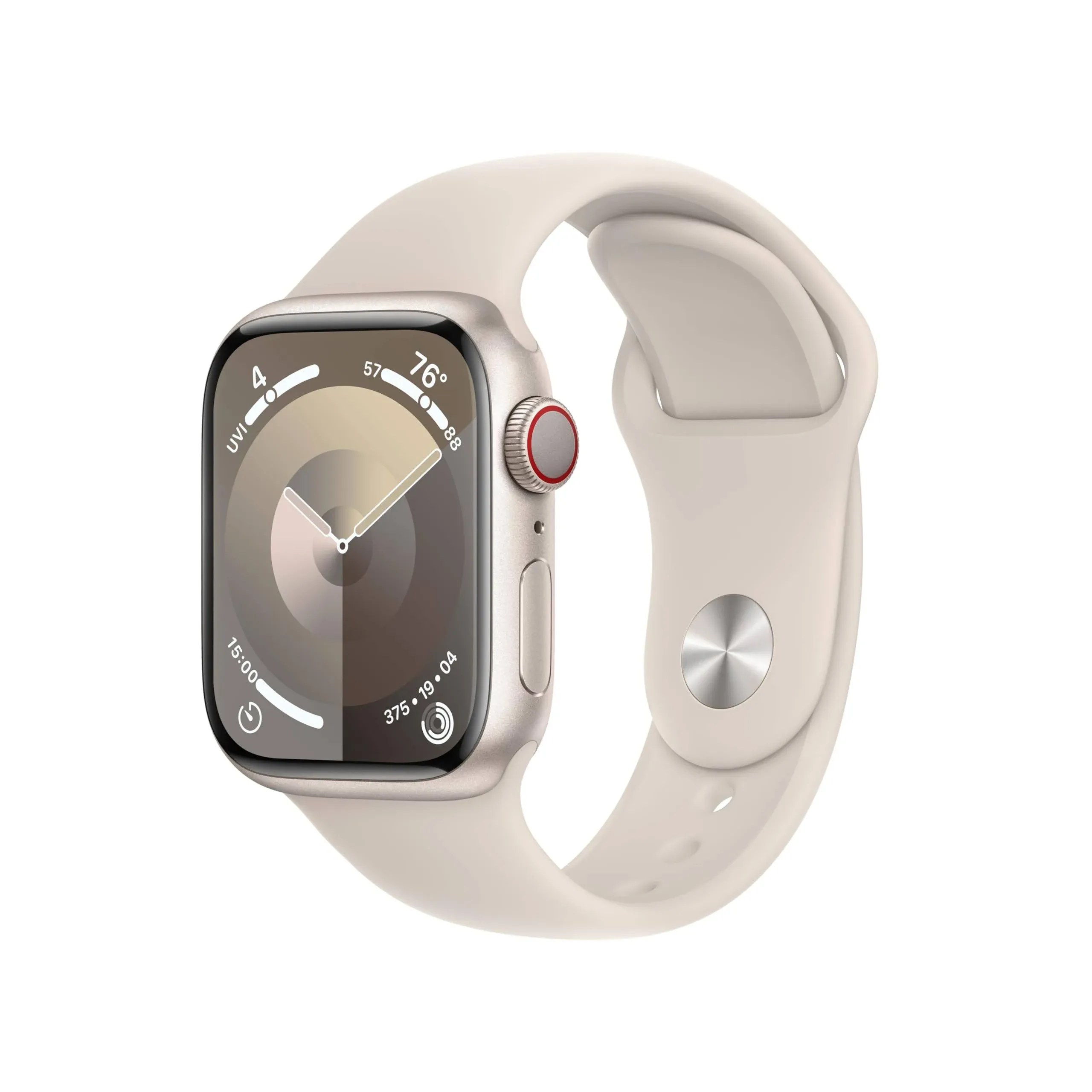 Apple Watch Series 9 - 41mm - GPS + Cellular - Starlight Aluminum Case - Starlight Sport Band - S/M