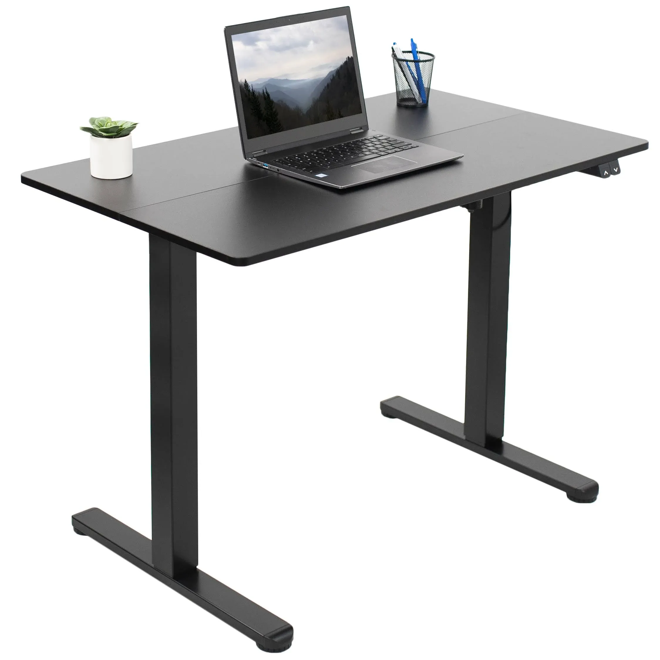 Vivo Black Electric 40" x 24" Sit Stand Desk, Height Adjustable Workstation