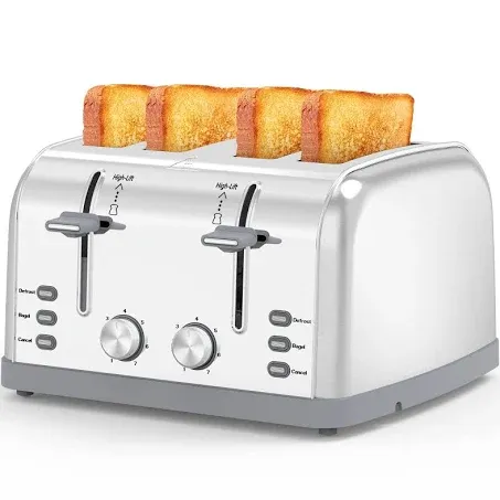 Toaster 4 Slice,Retro Stainless Steel Toater with 7 Shade Settings,Best Prime Toaster for Waffles, 4 Slice Toaster with 3 Mode，Bagels and More Lainsten Toaster T-527