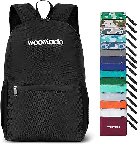 WOOMADA 17L Ultra Lightweight Packable Durable Waterproof Travel 17L, Black-2 