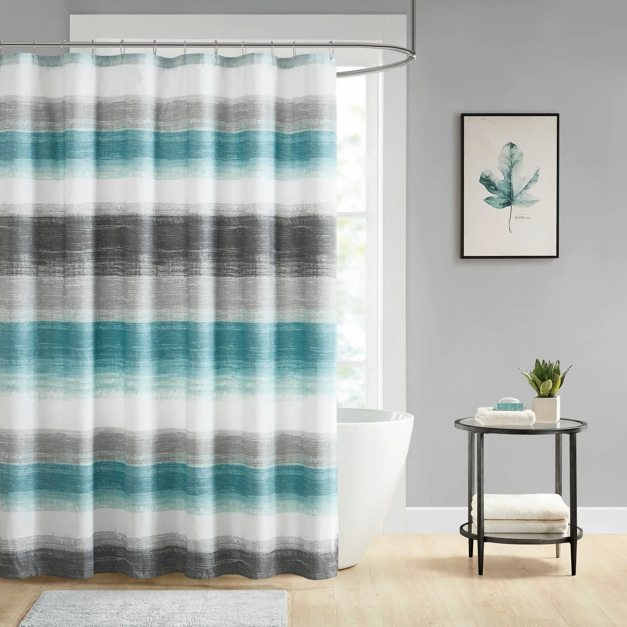 Madison Park Essentials Barret Stripe Print Shower Curtain