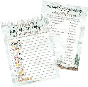 Little Adventurer: Baby Shower Game - Sing Me An Emoji and Animal Pregnancy Match - Two Game Bundle - 20 Dual Sided Cards