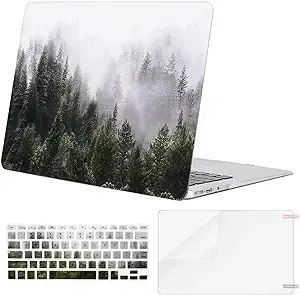 MOSISO Compatible with MacBook Air 13 inch Case (Models: A1369 & A1466, Older Version 2010-2017 Release), Plastic Pattern Hard Shell Case & Keyboard Cover & Screen Protector, Green Forest