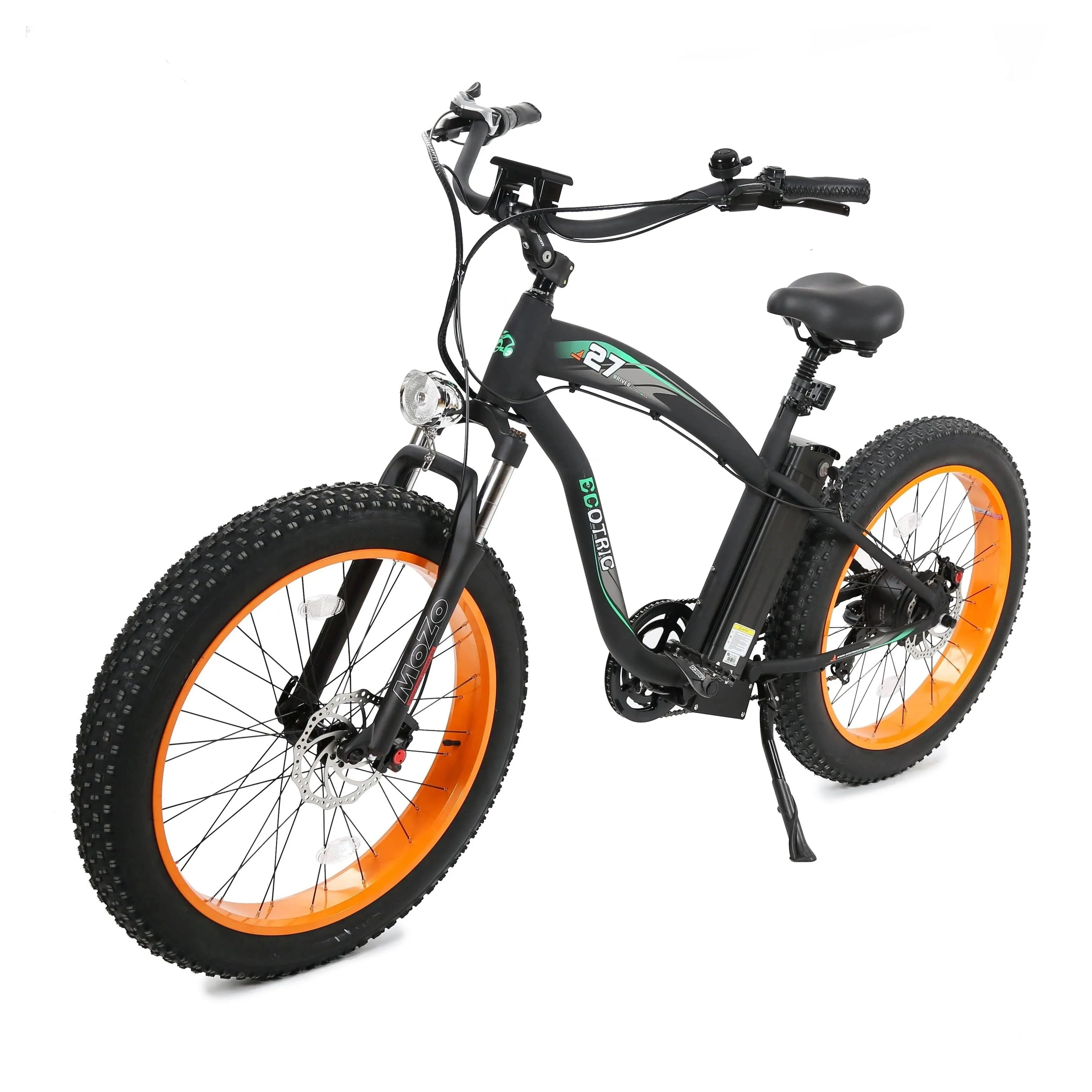 Ecotric Hammer Electric Fat Tire Beach Snow Bike - Orange-UL Certified