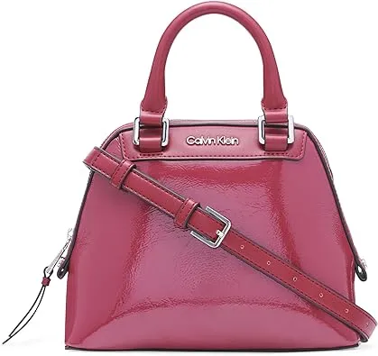 Calvin Klein Astatine Patent Mini Satchel Burgundy 220043