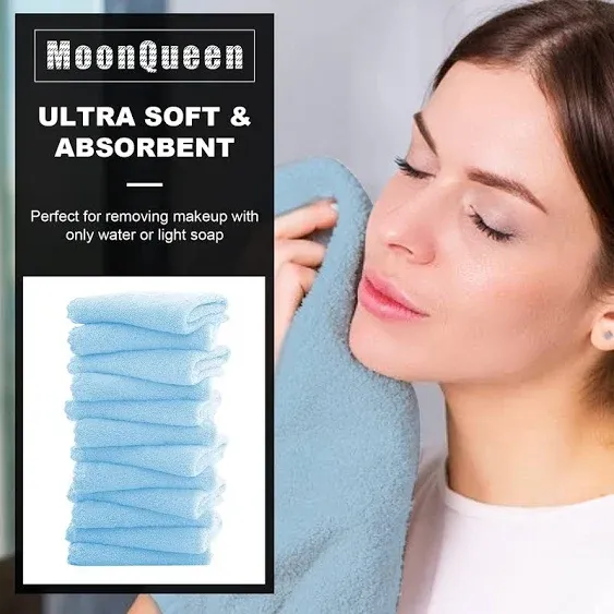 Microfiber Facial Cloths Fast Drying Washcloth 12 Pack - Premium Soft Makeup Remover Cloths - Aquamarine