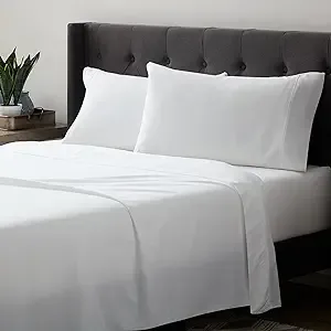 Lucid Microfiber Wrinkle and Stain Resistant Sheet Set with a Deep Pocket Design in a Super Soft Brushed Finish White Queen