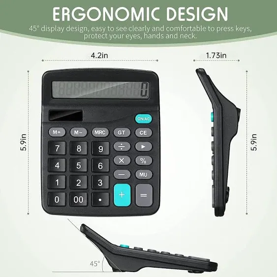 Desktop Calculator, Solar Calculator with Large LCD 12 Digit Display, Large Sensitive Buttons, Dual Power Desktop Calculator, Suttable for Office, Home, School