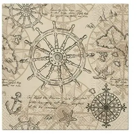 Vintage Nautical Map Paper Luncheon Napkins 40pcs, Nautical Napkins, Map Napkins Y