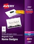 Avery - Magnetic Style Name Badge Kit, Horizontal, 4" x 3", White, 48/Pack