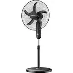 HOLMES 18" Stand Fan, 75° Oscillation, 3 Speeds, 5 Blades, Adjustable Height, 25° Head Tilt, Ideal for Home, Bedroom or Office, Black