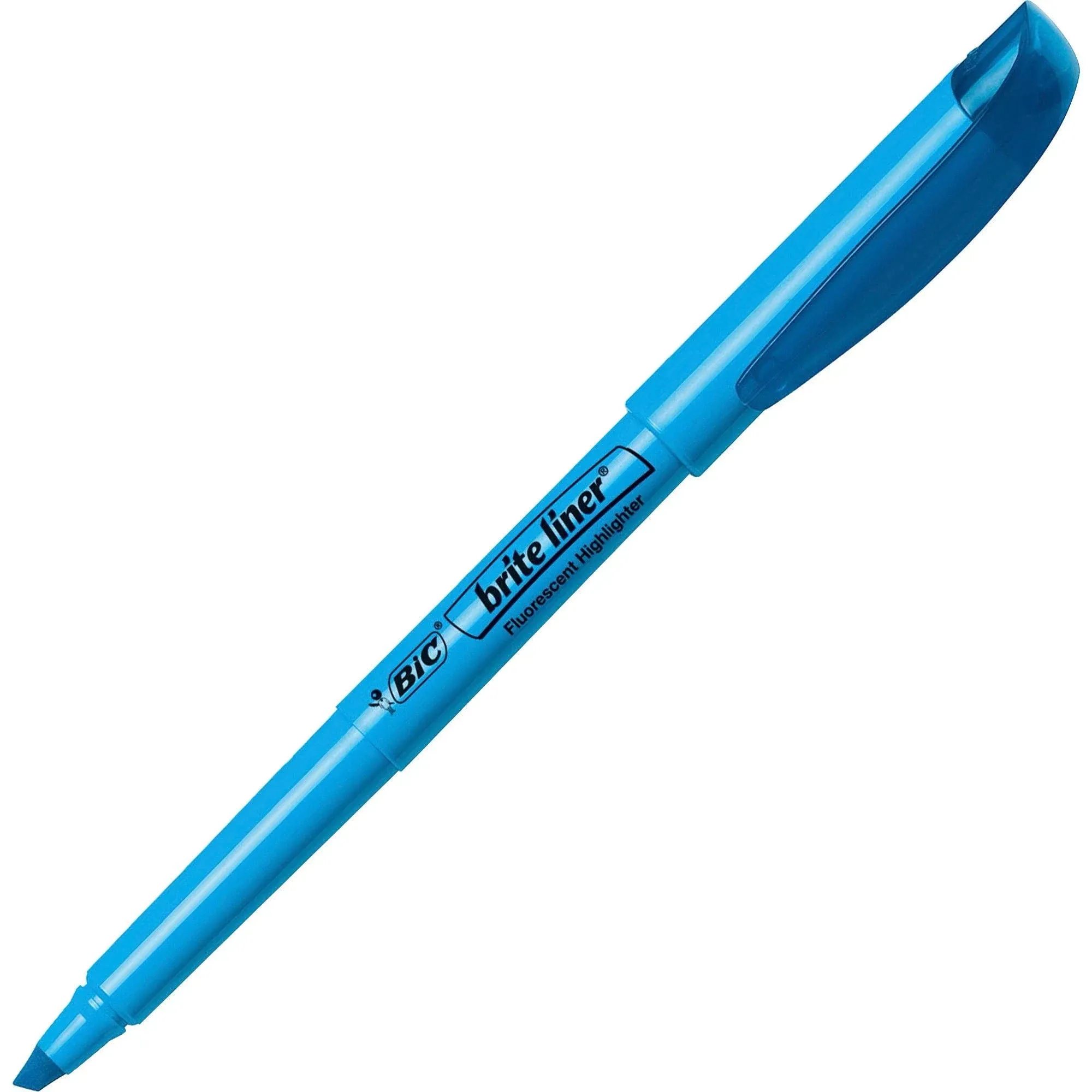 BIC Brite Liner Highlighter, Chisel Tip, Fluorescent Blue Ink, 1 Dozen