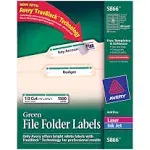 Avery File Folder Labels, TrueBlock Technology, Permanent Adhesive, Green, 2/3" x 3-7/16", 1,500 Labels (5866)