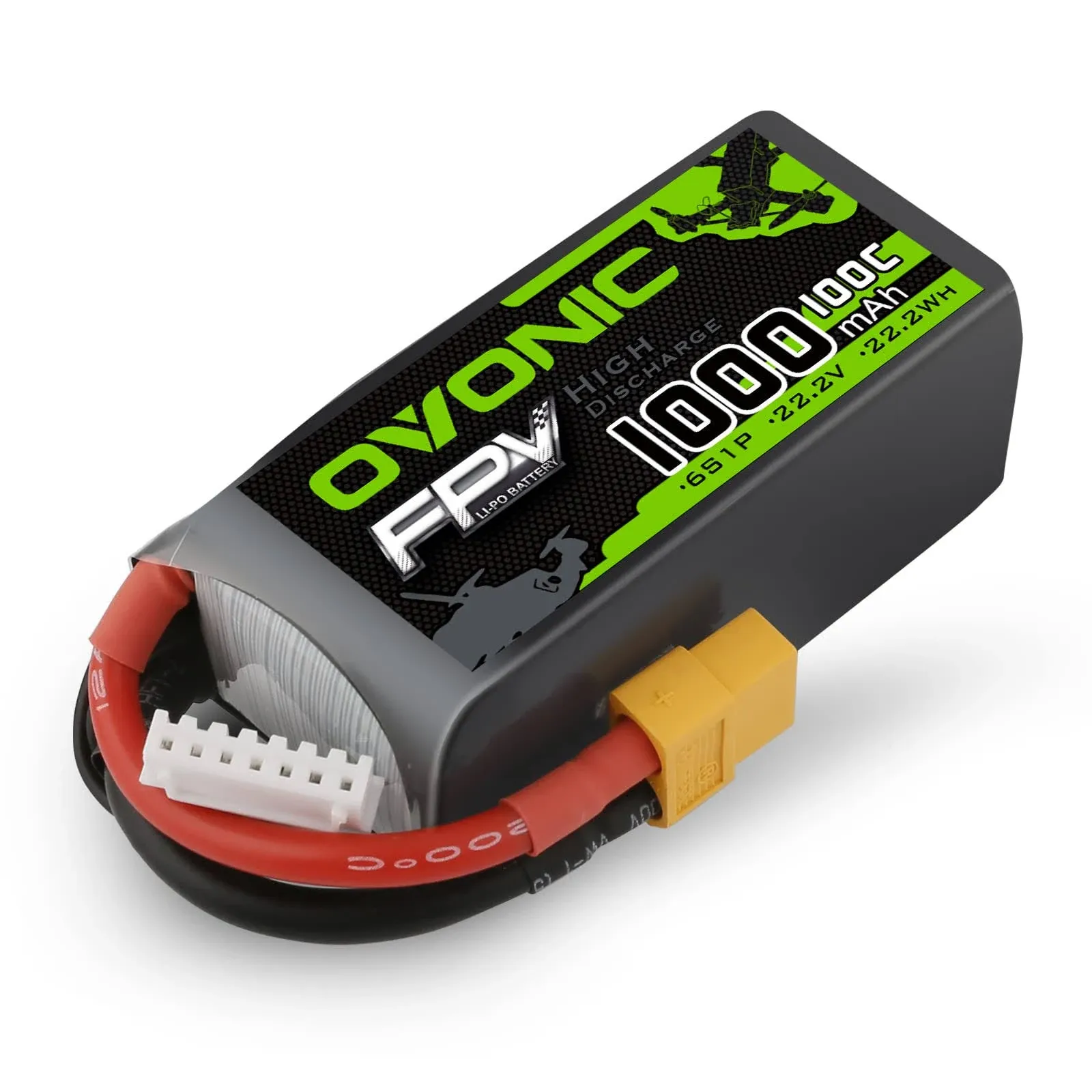 OVONIC 6S Lipo Battery 100C 1300mAh 22.2V Lipo Battery with XT60 Connector for RC FPV Racing Drone Quadcopter