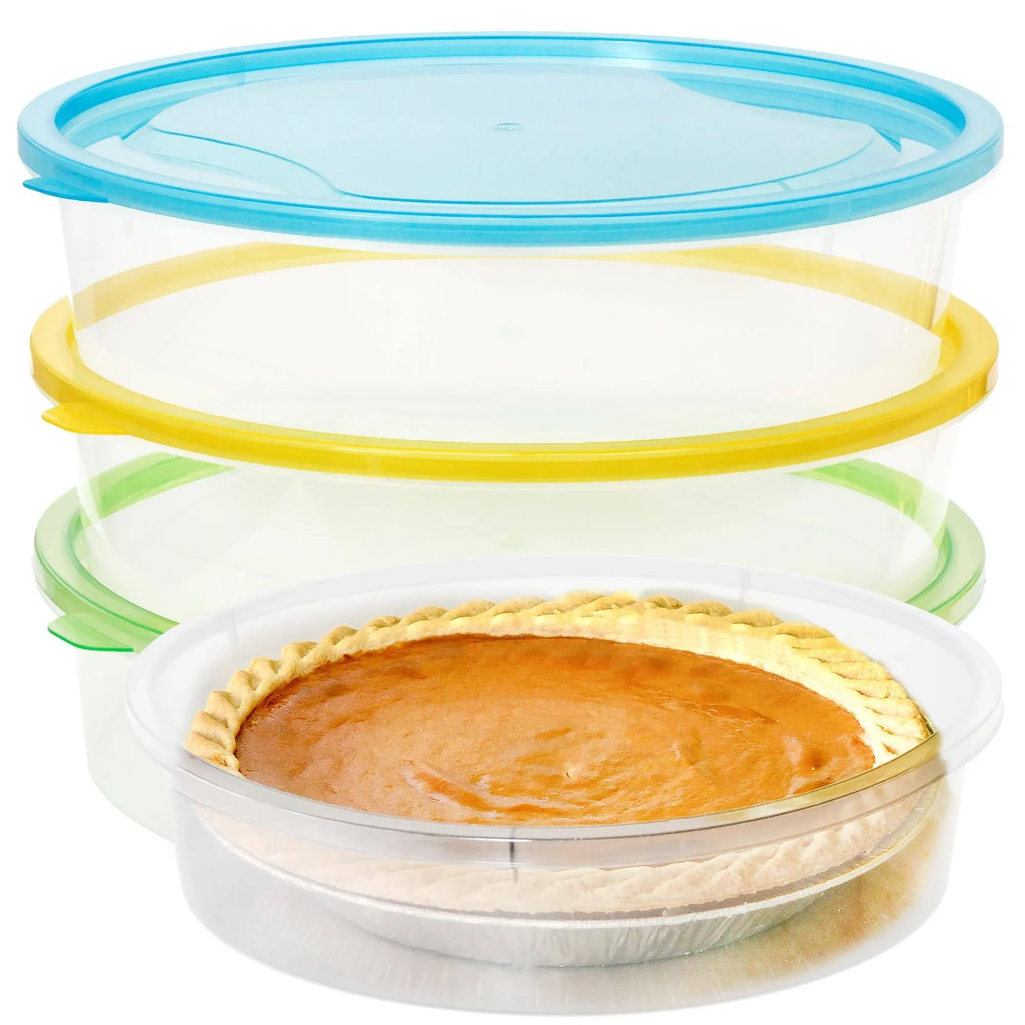 Youngever 3 Pack Pie Containers, Clear Plastic Food Storage Containers, Fresh Pie Keeper, 11 inch Diameter