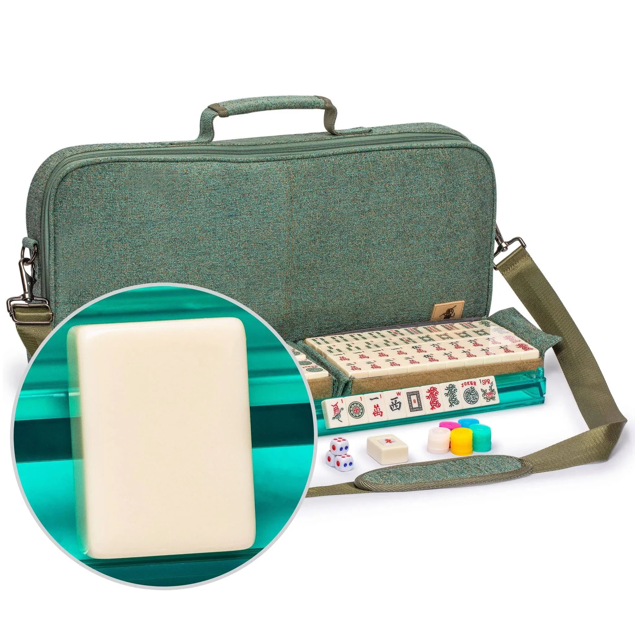 Yellow Mountain Imports American Mahjong Set, Heather with Soft Case - All-in...