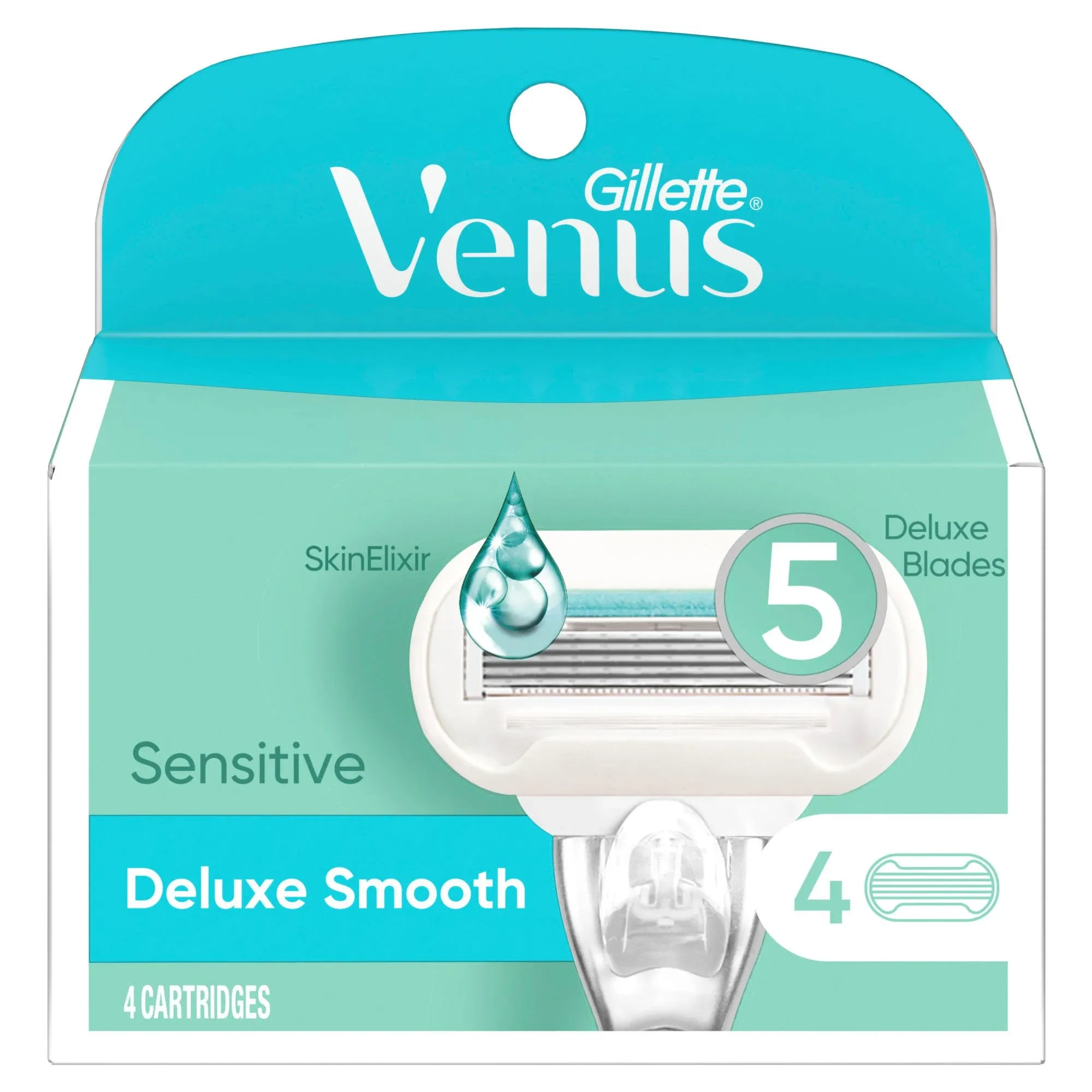 Venus Venus Cartridges, Sensitive, Deluxe Smooth, 5 Blades - 4 cartridges