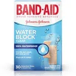 Band Aid Bandages, Water Block, Clear, Assorted Sizes - 30 bandages