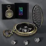 CZYY DND 6mm Micro Polyhedral Dice Set with Pocket Watch Shell Case Perfect for Dungeons and Dragons, Tabletop RPG and Cards Board Ga