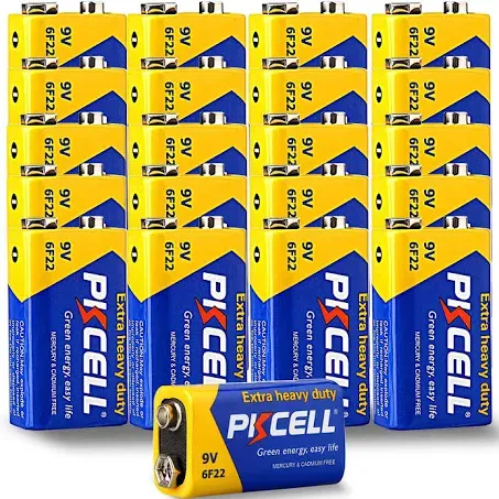 PKCELL 9V Dry Battery (100 Count)– Ultra Long-Lasting 9 Volt Carbon Zinc Battery, 3-Year Shelf Life, Leak-Proof 9V Battery for Smoke Detectors