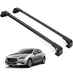 Erkul Heavy Duty 220 lbs Roof Rack Cross Bars for Mazda 3 2014-2025 | Aluminum Crossbars with Anti Theft Lock for Rooftop | Compatible with Fixed Points Roofs - Black