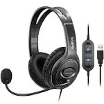 USB Headset with Microphone Noise Cancelling for Call Center Office, PC Headphone for MAC Laptop Business Softphone Video Conference Skype Zoom Teams Chat Dragon Nuance Voice Recognition