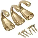 RZDEAL 3PCS Vintage Coat and Hat Hook Brass Classico Wall Hanging for Bath Stands Clothes Hangers Scarf Towel (Gold)