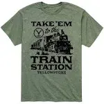 Yellowstone - Take 'Em to The Train Station - Men's Short Sleeve Graphic T-Shirt, Size: 3XL, Green