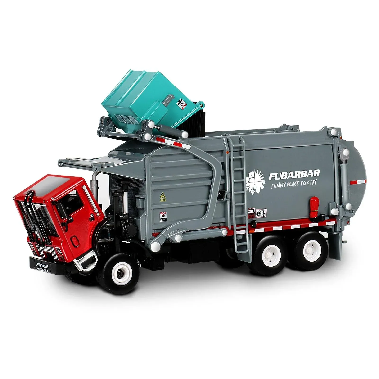 Garbage Truck Toy Model, 1:43 Scale Metal Diecast Recycling Clean Trash Garbage Rubbish Waste Transport Truck Alloy Model Mold Car Toy with Garbage Truck Toy for 3 4 5 6 Years Old(Gray)