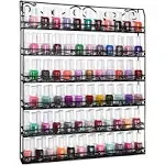 AMT 6 TIER Metal Nail Polish Racks for The Wall, Up To 132 Bottles, Clear QUALITY Nail Polish Display | Young Living Essential Oils Organizer (132 Btls or 60 Jars - Black)