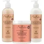 SheaMoisture Curly Hair Products 3pc Bundle, Curl + Shine Shampoo & Conditioner (24 Fl Oz Ea), Coconut & Hibiscus Curl Enhancing Smoothie Curl Cream with Shea Butter (20 Oz)